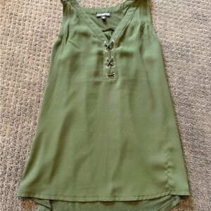 Express Olive Green Lace-Up Tank Top